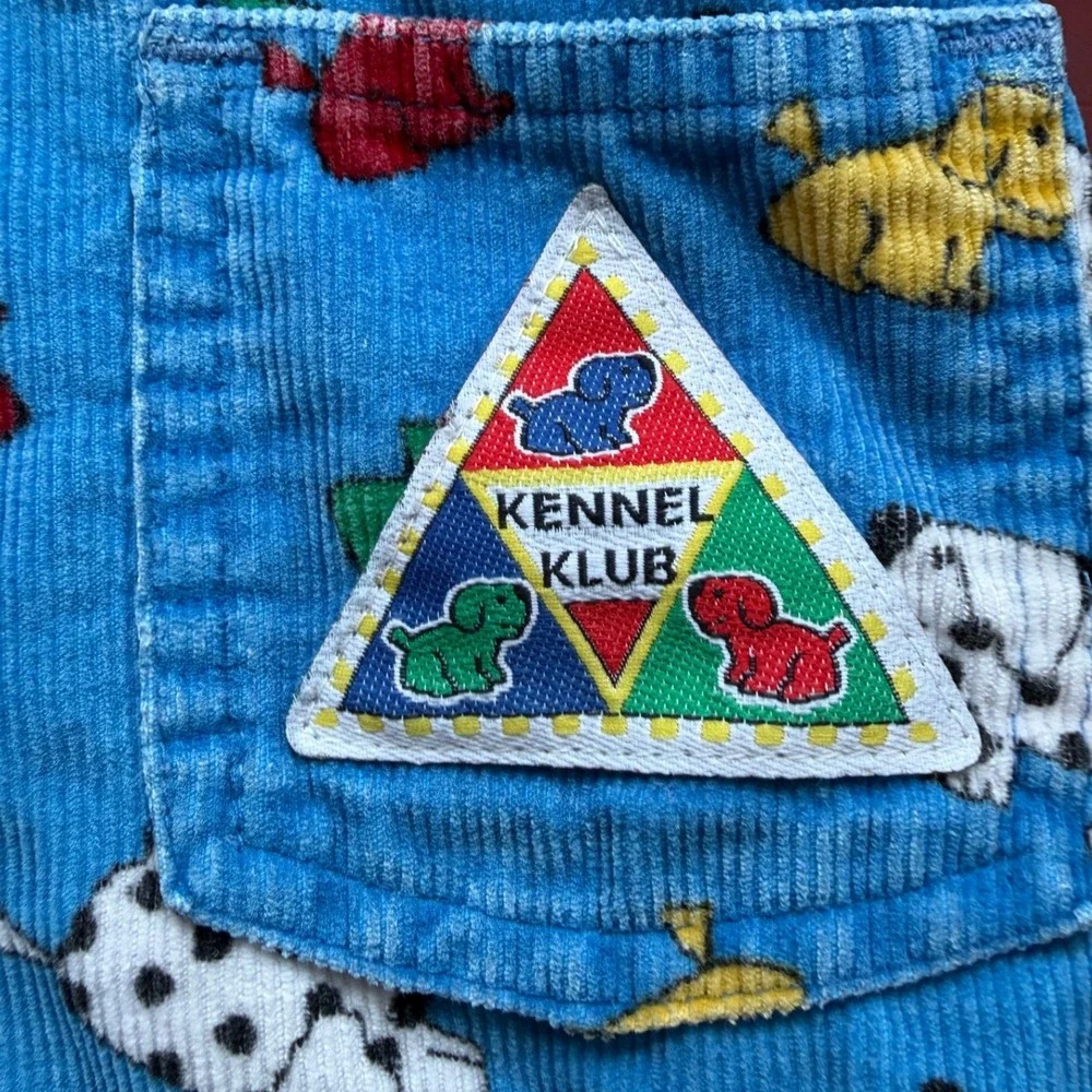 Vintage 90s OshKosh B'gosh Kennel Klub Overalls Blue Corduroy Dog Print Size 18M